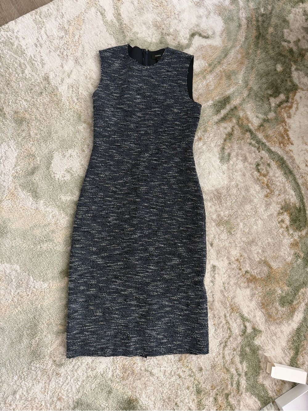 Theory Sleeveless Midi Sheath Dress in Heathered Navy